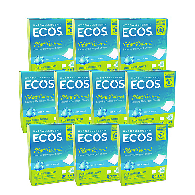 ECOS PRO Liquidless Laundry Detergent Sheets, Free and Clear, 50 Sheets/Pack, 10 Packs/Carton (EOP953710CT)