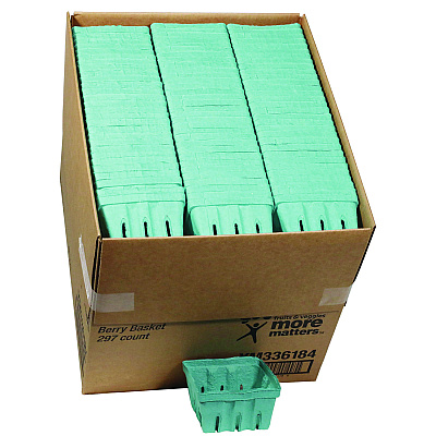 Pactiv Evergreen Berigard Molded Fiber Berry Basket, Quart, 5.5 x 5.5 x 3.25, Green, 297/Carton (PCTYM336184)