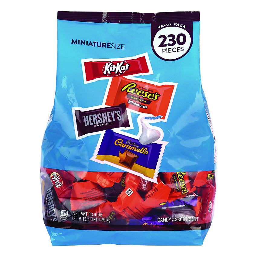 Hershey's Assorted Minis Value Pack, Assorted Chocolates, 63.4 oz Bag, 230 Pieces (GRR22002450)