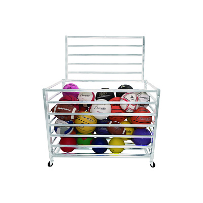Champion Sports Economy Locking Ball Carrier, Metal, 264 lb Capacity, 23" x 45" x 32", White (EBLXX)