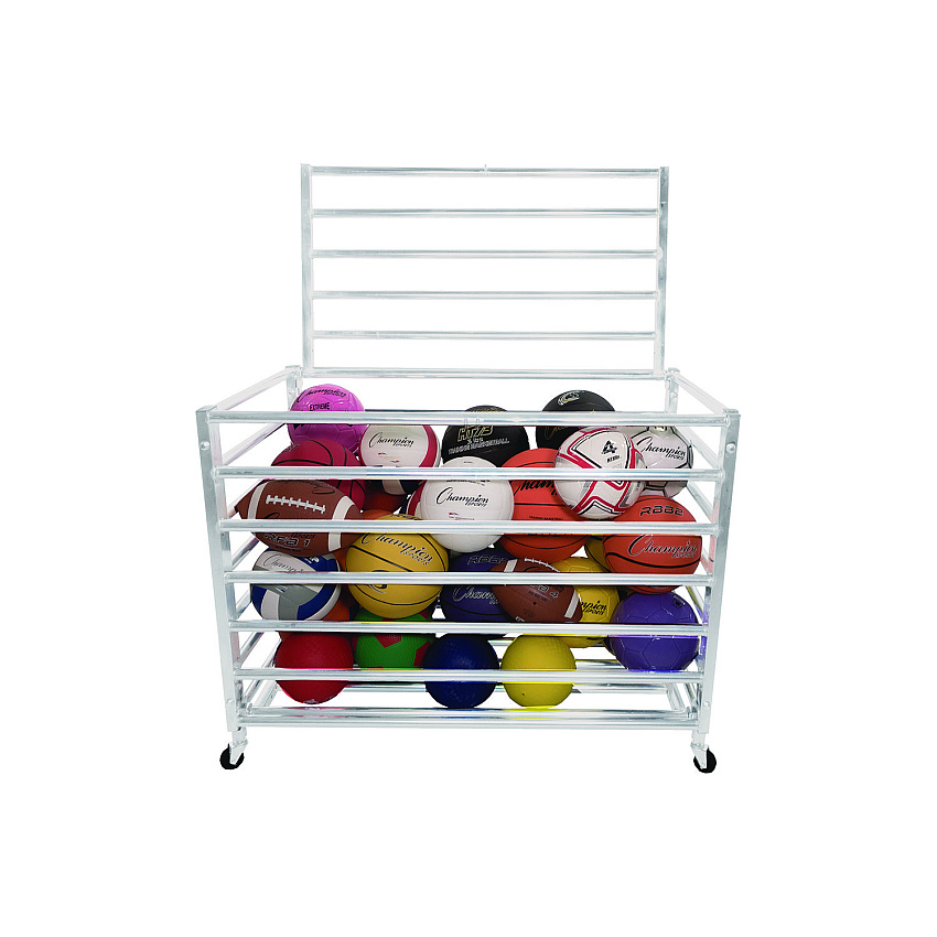 Champion Sports Economy Locking Ball Carrier, Metal, 264 lb Capacity, 23" x 45" x 32", White (EBLXX)