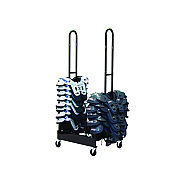 Champion Sports Mobile Two-Stack Shoulder Pad Rack, Metal, 176 lb Capacity, 24" x 30" x 69", Black (FBSPR2)