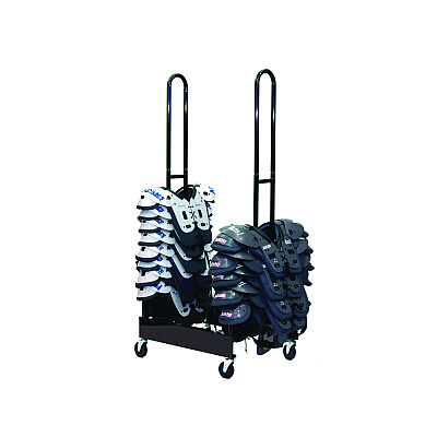 Champion Sports Mobile Two-Stack Shoulder Pad Rack, Metal, 176 lb Capacity, 24" x 30" x 69", Black (FBSPR2)