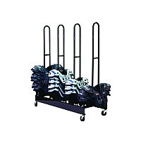 Champion Sports Mobile Four-Stack Shoulder Pad Rack, Metal, 176 lb Capacity, 24" x 59" x 68", Black (FBSPR4)