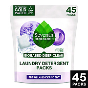 Seventh Generation Natural Laundry Detergent Packs, Powder, Lavender Scent, 45 Packets/Pack, 8/Carton (SEV62692700)