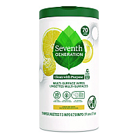Seventh Generation Multi-Surface Wipes, 7 x 7, Lemon Zest, White, 70 Wipes/Canister, 6/Carton (SEV69657417)