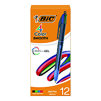 BIC 4-Color Smooth Multifunction Ballpoint Pen, Retractable, Medium 1 mm, Black/Blue/Green/Red Ink, Black/Blue Barrel, 12/Pack (BICMMS11AAST)