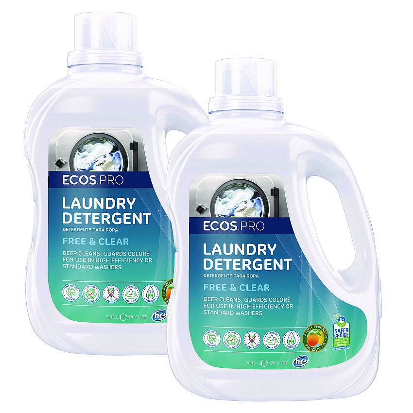 ECOS PRO Laundry Detergent Liquid, Free and Clear, 170 oz Jug, 2/Carton (EOPPL937102CT)