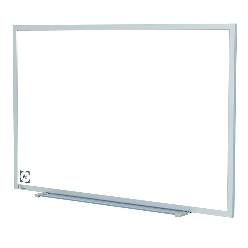 Ghent Hygienic Porcelain Magnetic Whiteboard with Aluminum Frame, 87.91" x 48.5", White Surface, Satin Aluminum Frame (GHEM4474)