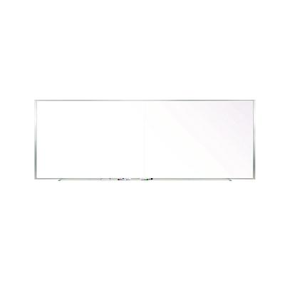 Ghent Two-Piece M1 Porcelain Magnetic Whiteboard, 176" x 48.5", White Surface, Satin Aluminum Frame (GHEM141542P)