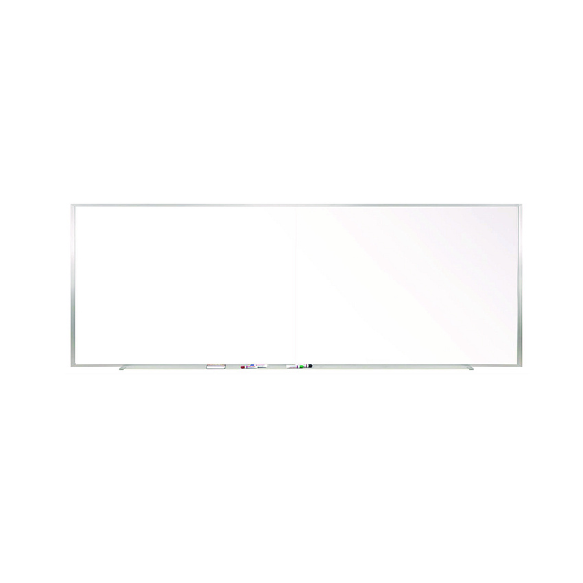 Ghent Two-Piece M1 Porcelain Magnetic Whiteboard, 176" x 48.5", White Surface, Satin Aluminum Frame (GHEM141542P)