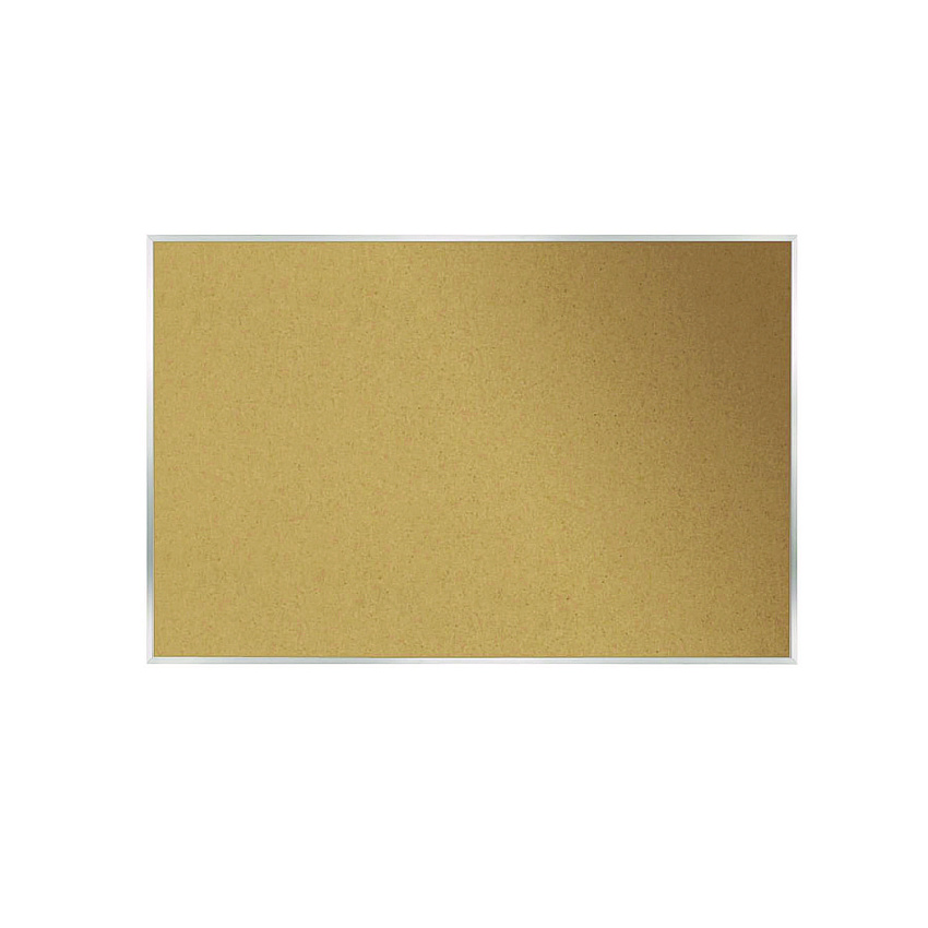 Ghent Natural Cork Bulletin Board with Aluminum Frame, 87.91" x 48.5", Tan Surface, Satin Aluminum Frame (GHEAK47)