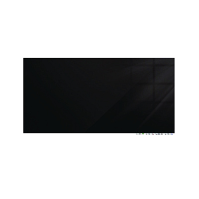Ghent Aria Low-Profile Frameless Magnetic Glassboard, 48" x 36", Black Surface (GHEARIASM34BK)
