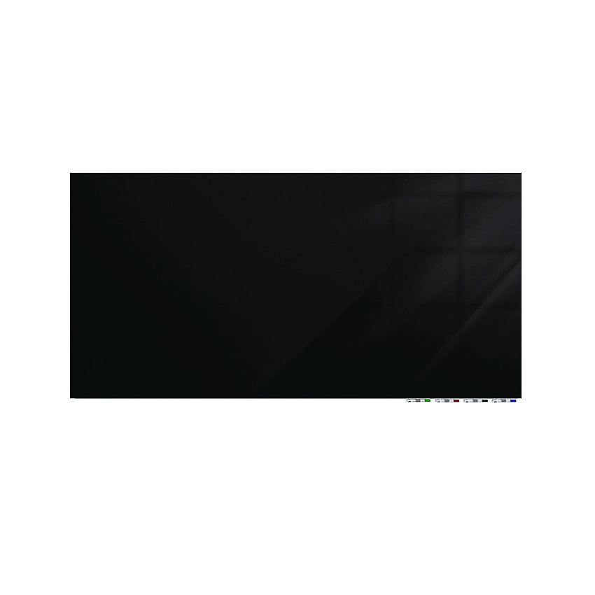 Ghent Aria Low-Profile Frameless Magnetic Glassboard, 48" x 36", Black Surface (GHEARIASM34BK)