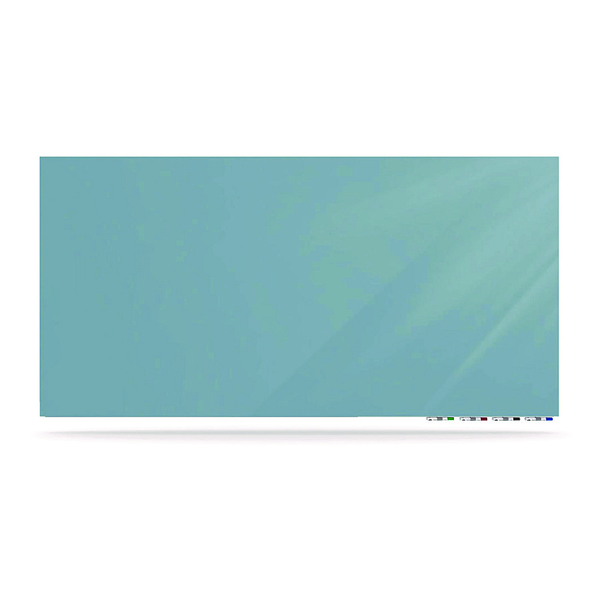 Ghent Aria Low-Profile Frameless Magnetic Glassboard, 72" x 48", Denim Blue Surface (GHEARIASM46DM)