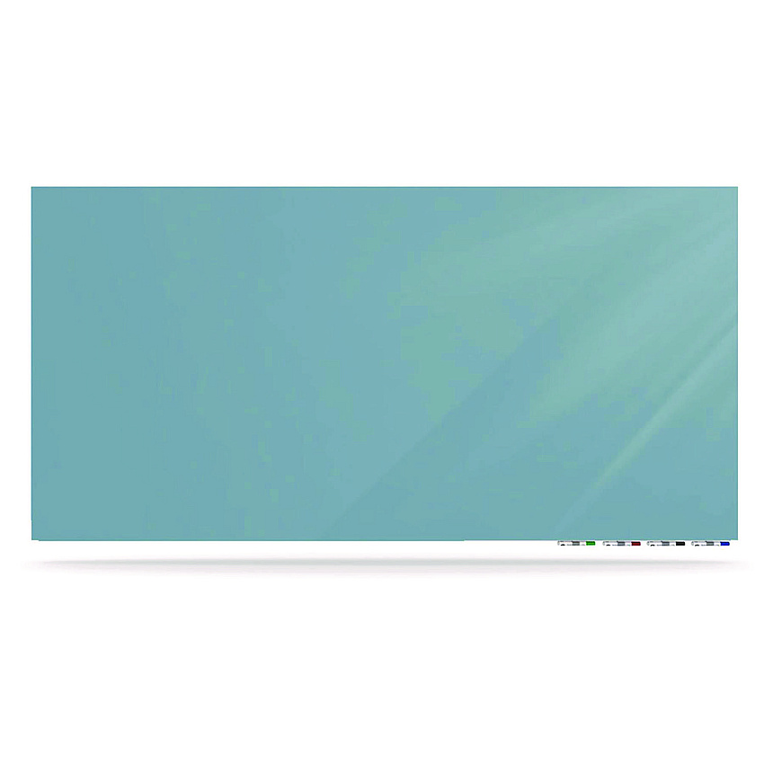 Ghent Aria Low-Profile Frameless Magnetic Glassboard, 96" x 48", Denim Blue Surface (GHEARIASM48DM)