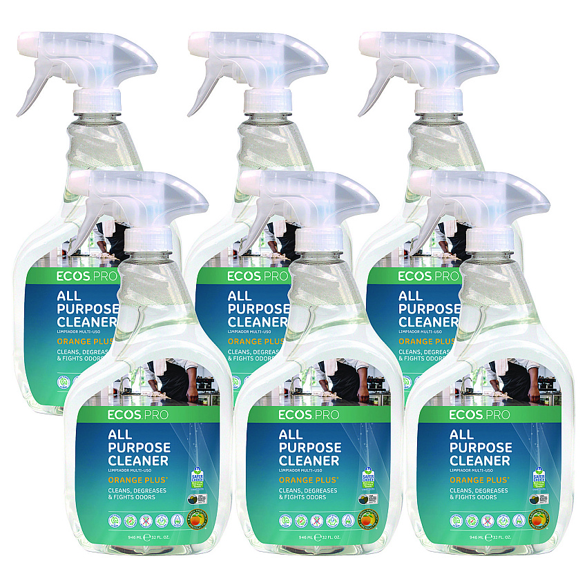 ECOS PRO Orange Plus All-Purpose Cleaner and Degreaser, Citrus Scent, 32 oz Spray Bottle, 6/Carton (EOPPL97066CT)
