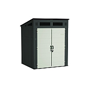 Suncast Modernist Storage Shed, 200 cu ft, 6 ft 2.5" x 5 ft 8.25" x 7 ft 5.75", Peppercorn/Black/Passive (BMS6582D)