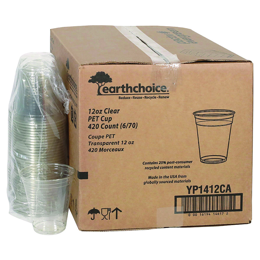 Pactiv Evergreen RPET Cold Cup, 12 oz, Plastic, Clear, 420/Carton (YP1412CA)