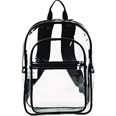 Eastsport Clear with Color Trim Backpack, 11.5" x 5" x 16.5", Clear/Black (190991EDBLK)