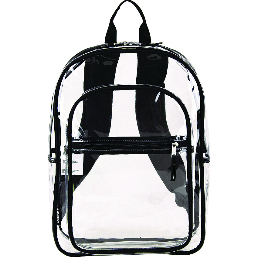 Eastsport Clear with Color Trim Backpack, 11.5" x 5" x 16.5", Clear/Black (190991EDBLK)