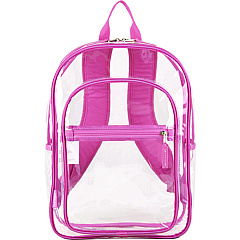 Eastsport Clear with Color Trim Backpack, 11.5" x 5" x 16.5", Clear/Pink (190991EDPLM)