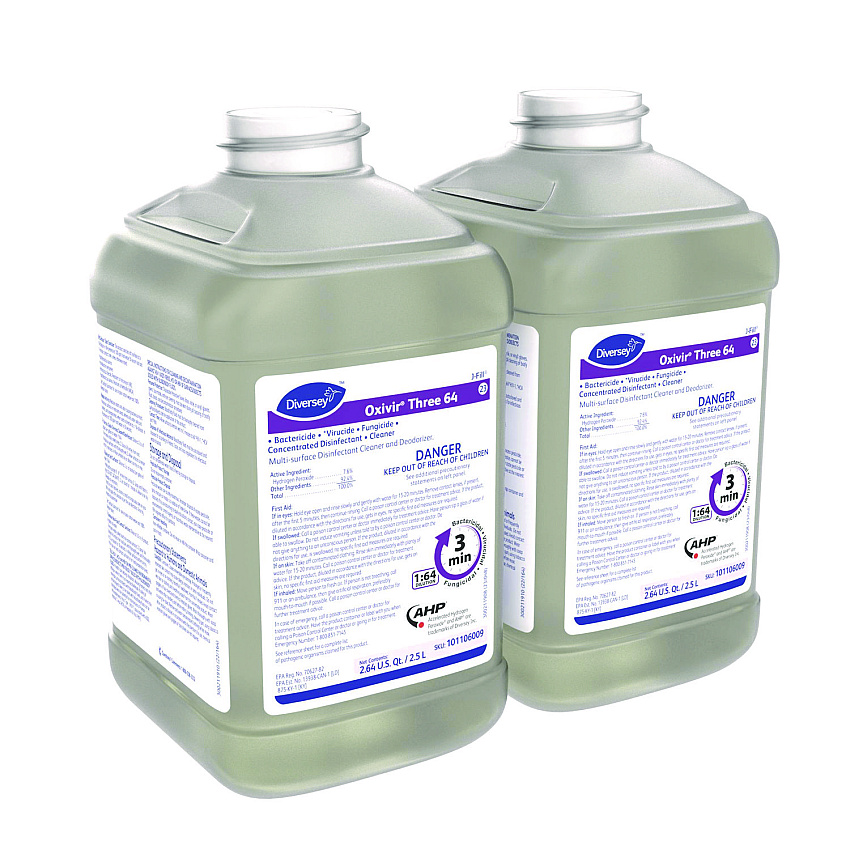 Diversey Oxivir Three 64, Surfectant Scent, 2.5 L Bottle, 2/Carton (DVS101106009)