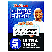 Mr. Clean Magic Eraser, Ultra-Thick, 4.6" x 2.3", 1.2" Thick, White, 5/Pack, 2 Packs/Carton (PGC12413)