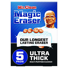 Mr. Clean Magic Eraser, Ultra-Thick, 4.6" x 2.3", 1.2" Thick, White, 5/Pack, 2 Packs/Carton (PGC12413)