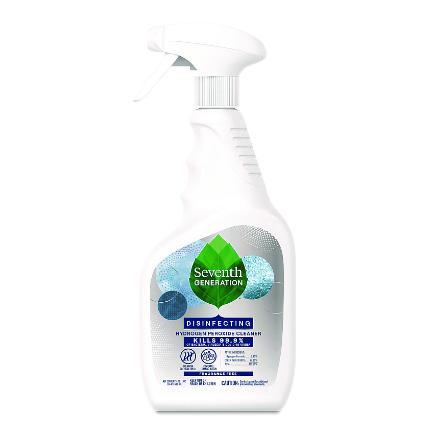 Seventh Generation Disinfecting Hydrogen Peroxide Cleaner, Fragrance-Free, 23 oz Spray Bottle, 12/Carton (SEV69716054)