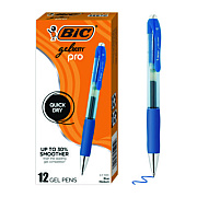 BIC Gelocity Pro Gel Pens, Retractable, Medium 0.7 mm, Blue Ink, Blue/Clear Barrel, 12/Pack (BICRPGL11BLU)