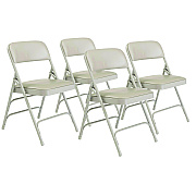 NPS 1300 Series Premium Vinyl Upholstered Triple Brace Double Hinge Folding Chair, Supports 500 lb, Gray Seat/Back/Base, 4/Carton (1302)