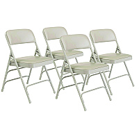 NPS 1300 Series Premium Vinyl Upholstered Triple Brace Double Hinge Folding Chair, Supports 500 lb, Gray Seat/Back/Base, 4/Carton (1302)