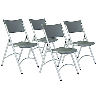 NPS 600 Series Heavy Duty Plastic Folding Chair, Supports Up to 500 lb, 18" Seat Height, Gray Seat/Back, Silver Base, 4/Carton (620)