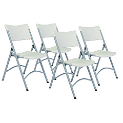 NPS 600 Series Heavy Duty Plastic Folding Chair, Supports Up to 500 lb, 18" Seat Height, Gray Seat/Back/Base, 4/Carton (602)