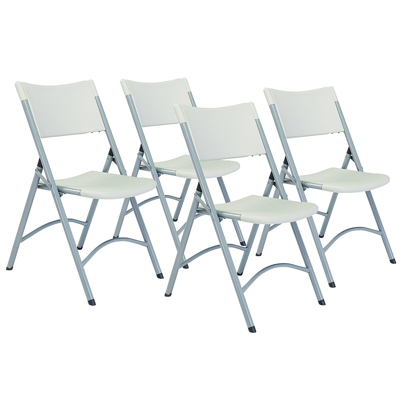 NPS 600 Series Heavy Duty Plastic Folding Chair, Supports Up to 500 lb, 18" Seat Height, Gray Seat/Back/Base, 4/Carton (602)