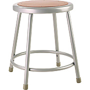 NPS 6200 Series Heavy Duty Steel Stool, Backless, Supports Up to 500 lb, 18" Seat Height, Brown Seat, Gray Base (NPS6218)