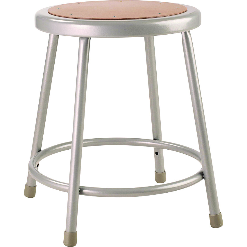 NPS 6200 Series Heavy Duty Steel Stool, Backless, Supports Up to 500 lb, 18" Seat Height, Brown Seat, Gray Base (NPS6218)