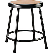 NPS 6200 Series Heavy Duty Steel Stool, Backless, Supports Up to 500 lb, 18" Seat Height, Brown Seat, Black Base (NPS621810)