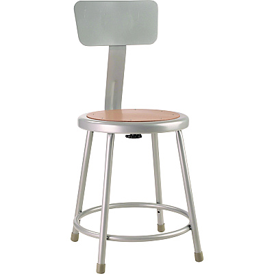 NPS 6200 Series Heavy Duty Steel Stool With Backrest, Supports Up to 500 lb, 18" Seat Height, Brown Seat, Gray Back/Base (NPS6218B)