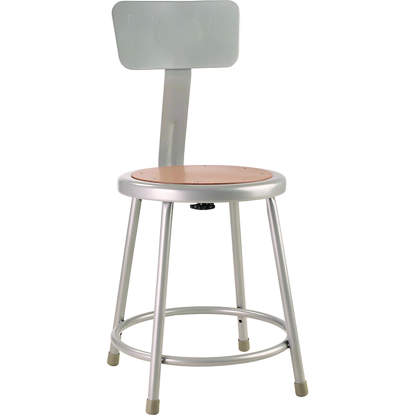 NPS 6200 Series Heavy Duty Steel Stool With Backrest, Supports Up to 500 lb, 18" Seat Height, Brown Seat, Gray Back/Base (NPS6218B)