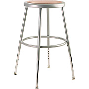 NPS 6200 Series Height Adjustable Heavy Duty Steel Stool, Backless, Supports 500lb, 19" to 27" Seat Height, Brown Seat, Gray Base (NPS6218H)