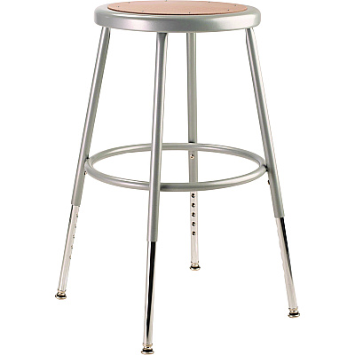 NPS 6200 Series Height Adjustable Heavy Duty Steel Stool, Backless, Supports 500lb, 19" to 27" Seat Height, Brown Seat, Gray Base (NPS6218H)