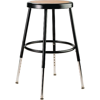 NPS 6200 Series Height Adjustable Heavy Duty Steel Stool, Backless, Supports 500lb,19' to 27' Seat Height, Brown Seat, Black Base (NPS6218H10)