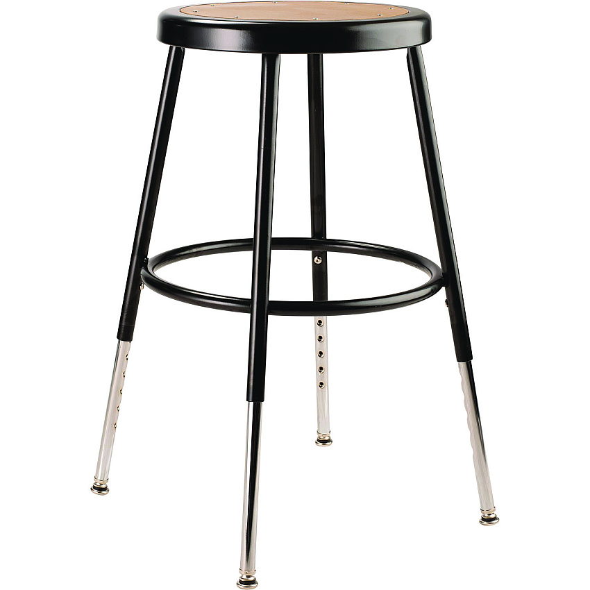 NPS 6200 Series Height Adjustable Heavy Duty Steel Stool, Backless, Supports 500lb,19' to 27' Seat Height, Brown Seat, Black Base (NPS6218H10)