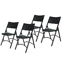 NPS 600 Series Heavy Duty Plastic Folding Chair, Supports Up to 500 lb, 18" Seat Height, Black Seat/Back/Base, 4/Carton (610)