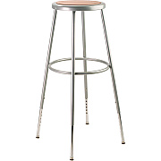 NPS 6204 Series Height Adjustable Heavy Duty Steel Stool, Backless, Supports 500 lb, 31" to 39" Seat Height, Brown Seat/Gray Base (NPS6230H)
