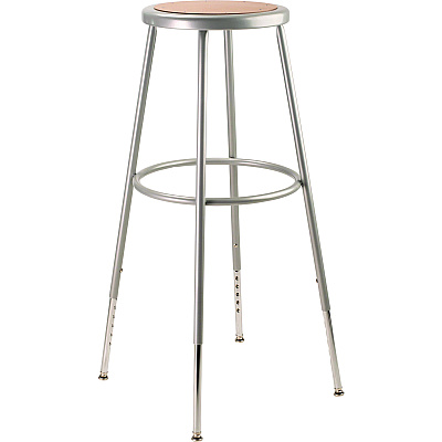 NPS 6204 Series Height Adjustable Heavy Duty Steel Stool, Backless, Supports 500 lb, 31" to 39" Seat Height, Brown Seat/Gray Base (NPS6230H)