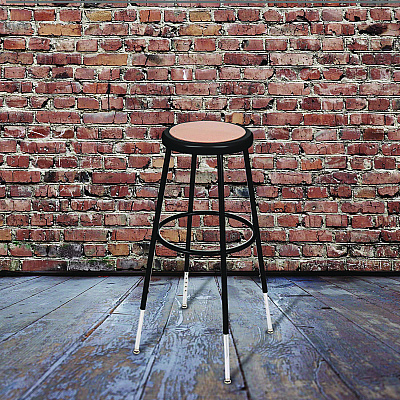 NPS 6200 Series Height Adjustable Heavy Duty Steel Stool, Backless, Supports 500 lb, 31" to 39" Seat Height, Brown Seat/Blk Base (NPS6230H10)