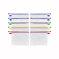 Oxford Poly Travel Pouch Set, 13.19" x 10.44", Assorted Colors, 10/Pack (PFX77707)